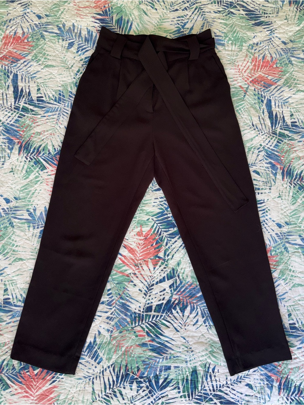H&M Black Trousers with Tie Belt